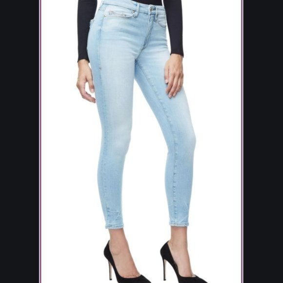 Good American Denim - Good American Good Legs Light Wash High Waist Crop Size 27/4 Khloe Kardashian